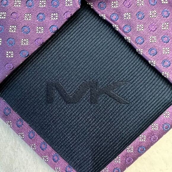 Michael Michael Kors Neck Tie 100% Silk Mens Purple Geometric - Picture 6 of 9